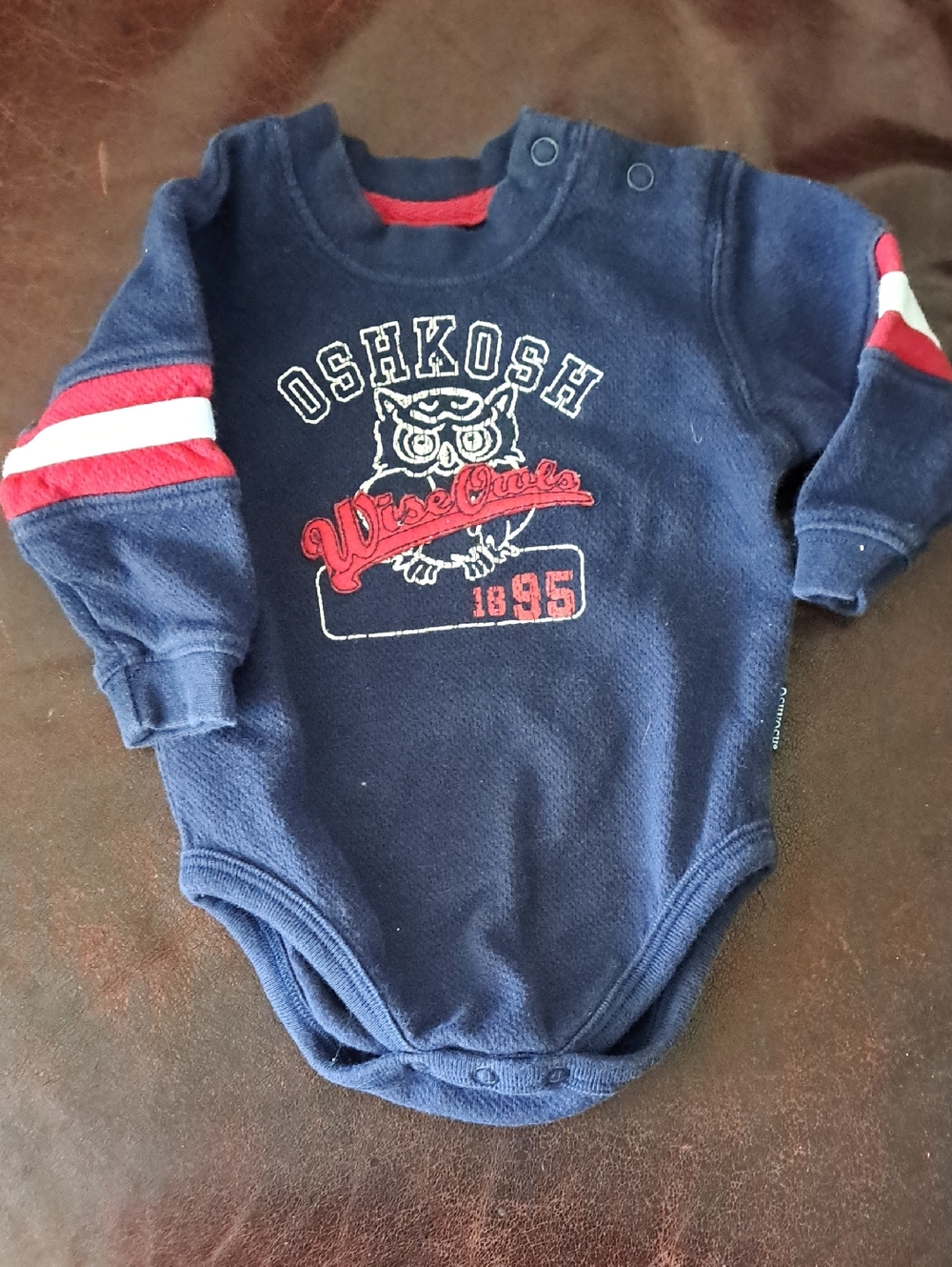 OshKosh Navy Owl Graphic Baby Bodysuit with Red Accents